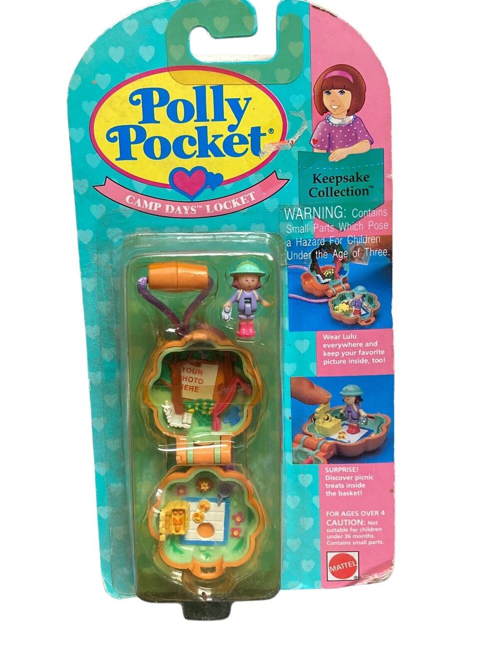 Vtg 90s Toy Polly Pocket Keepsake Camp Days Locket #10628 Mattel Bluebird 1993